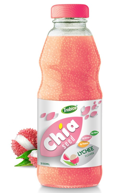 250ml Chia Seed Lychee Flavour Glass bottle